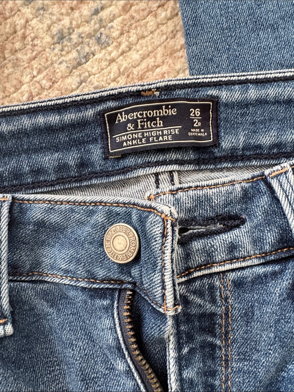 Abercrombie & Fitch Simone High Rise Ankle Flare Jeans - Blue Denim